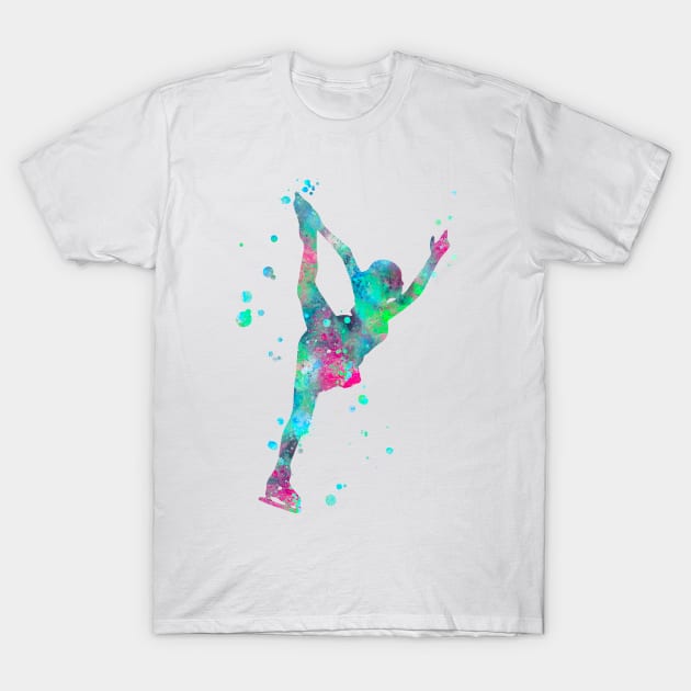 Figure Skating Watercolor Painting 4 T-Shirt by Miao Miao Design